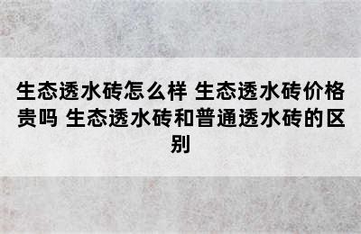 生态透水砖怎么样 生态透水砖价格贵吗 生态透水砖和普通透水砖的区别